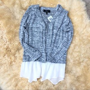 Status by Chenault flowy grey white open layered cardigan shawl sweater